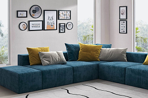 Модульный диван Драм синего цвета на заказ